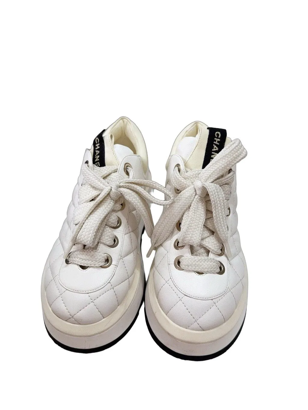 Chanel White Leather Sneakers White Leather Very good - Front View