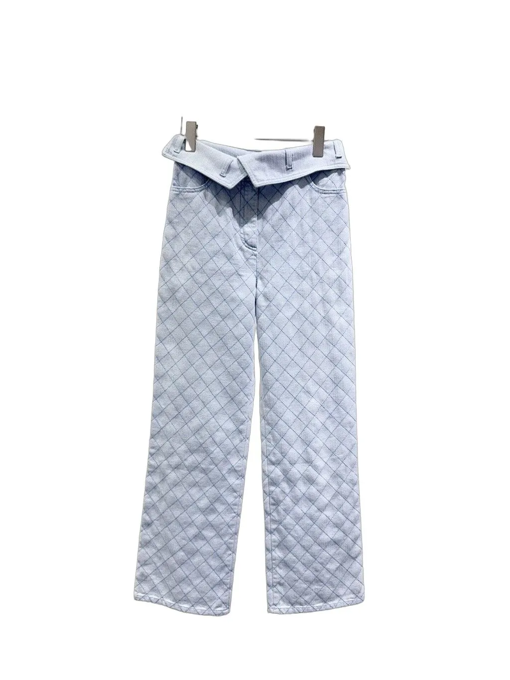 Chanel Blue Cotton Trousers Blue Cotton Very good - Front View