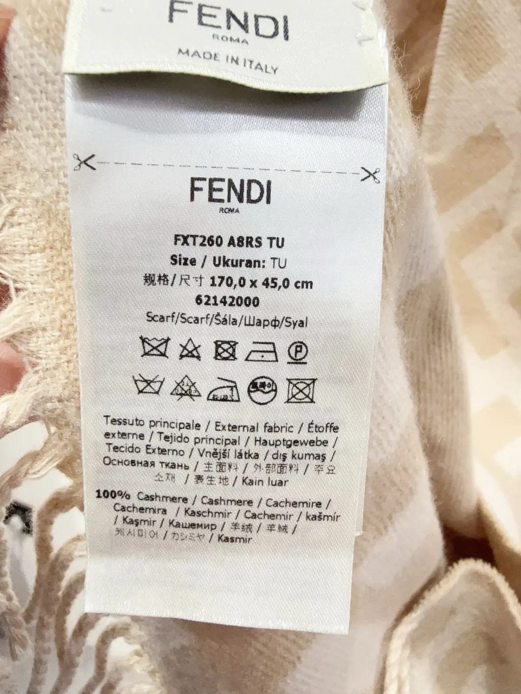Fendi Cashmere Scarf MultiColor Cashmere Very good - Inside View