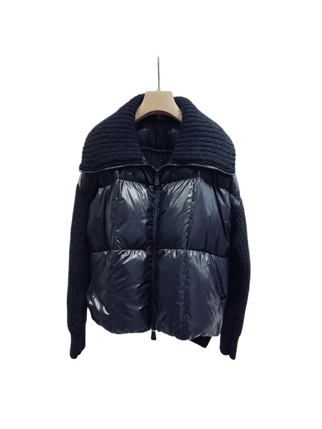 Moncler Black Polyamide Coat Black Polyamide Very good - Front View
