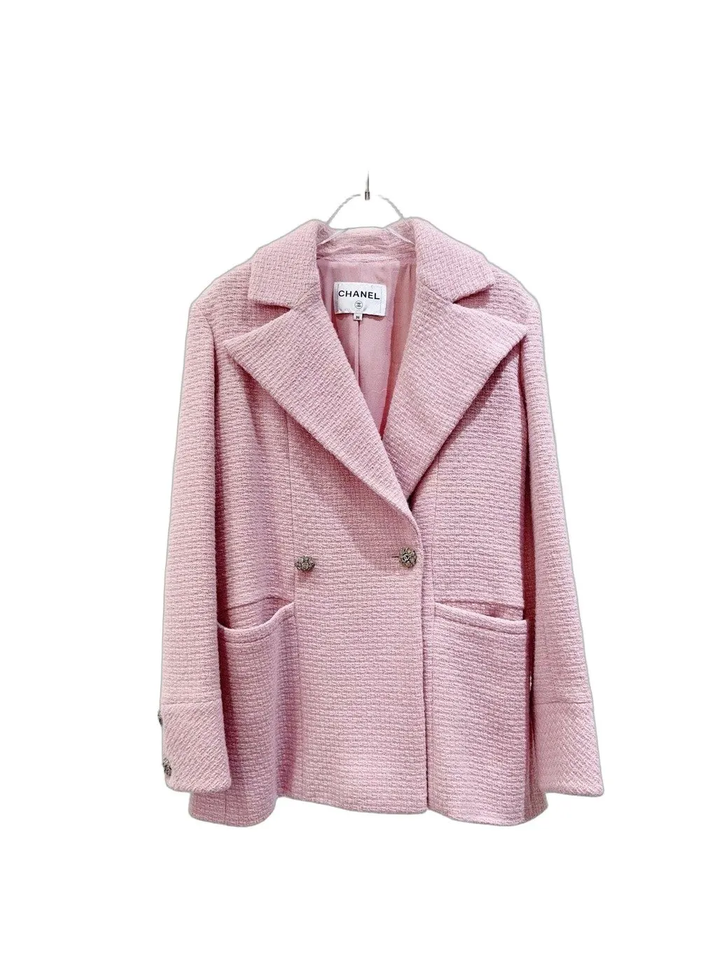 Chanel Pink Tweed Jacket Pink Tweed Very good - Front View