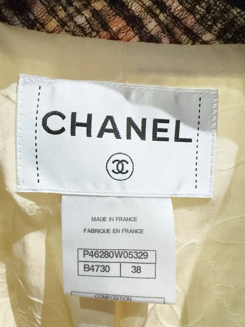 Chanel Tweed Coat MultiColor Tweed Very good - Inside View