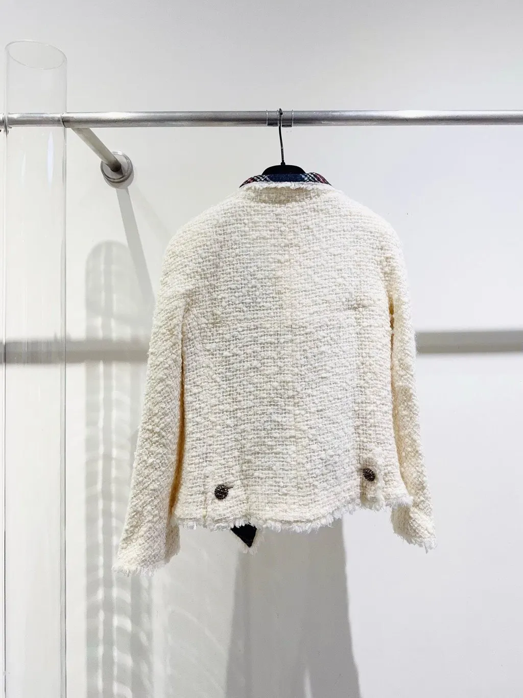 Chanel Tweed Coat MultiColor Tweed Very good - Model View