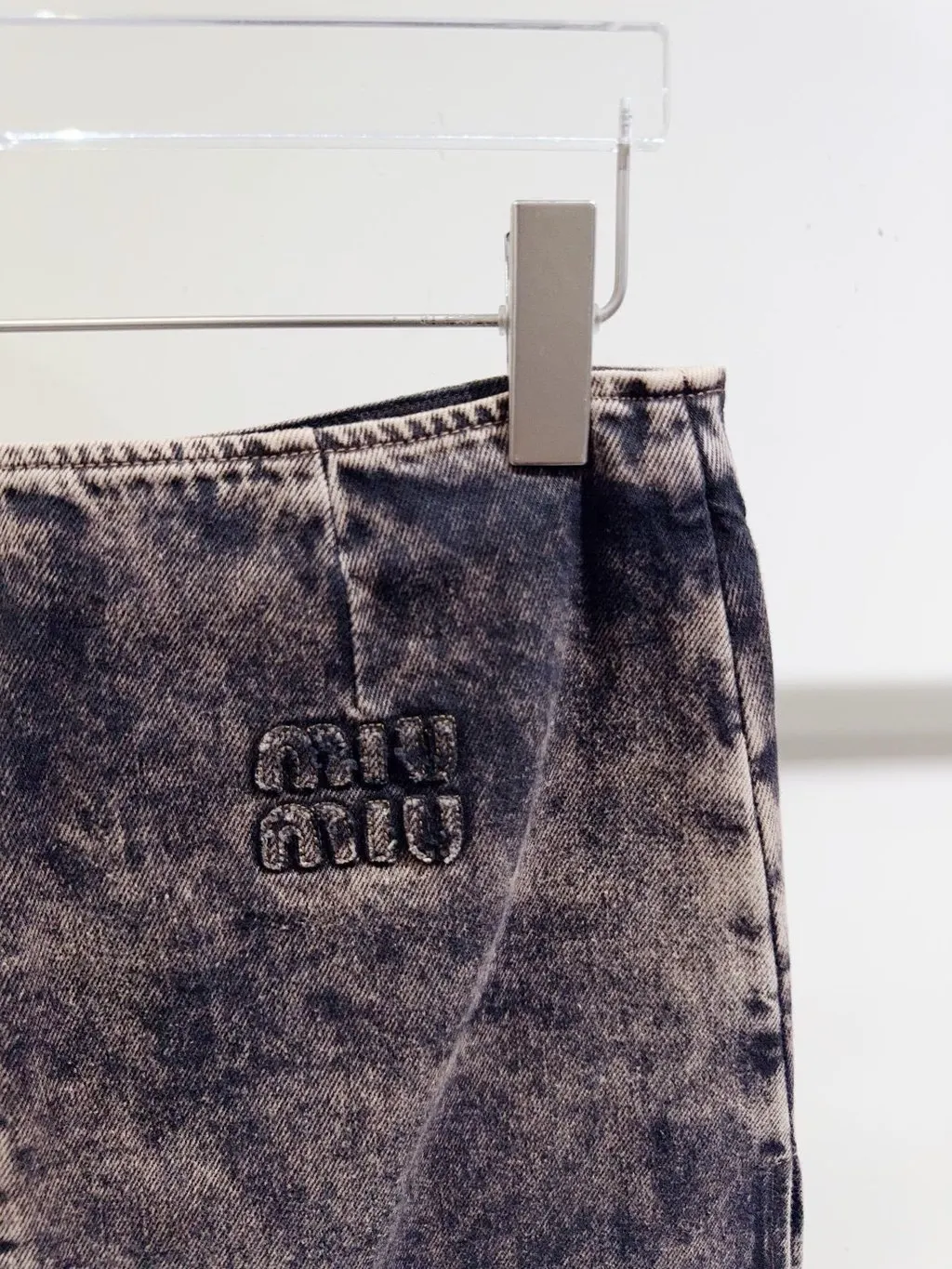Miu Miu Grey Denim Skirt Grey Denim Never worn, with tag - Inside View