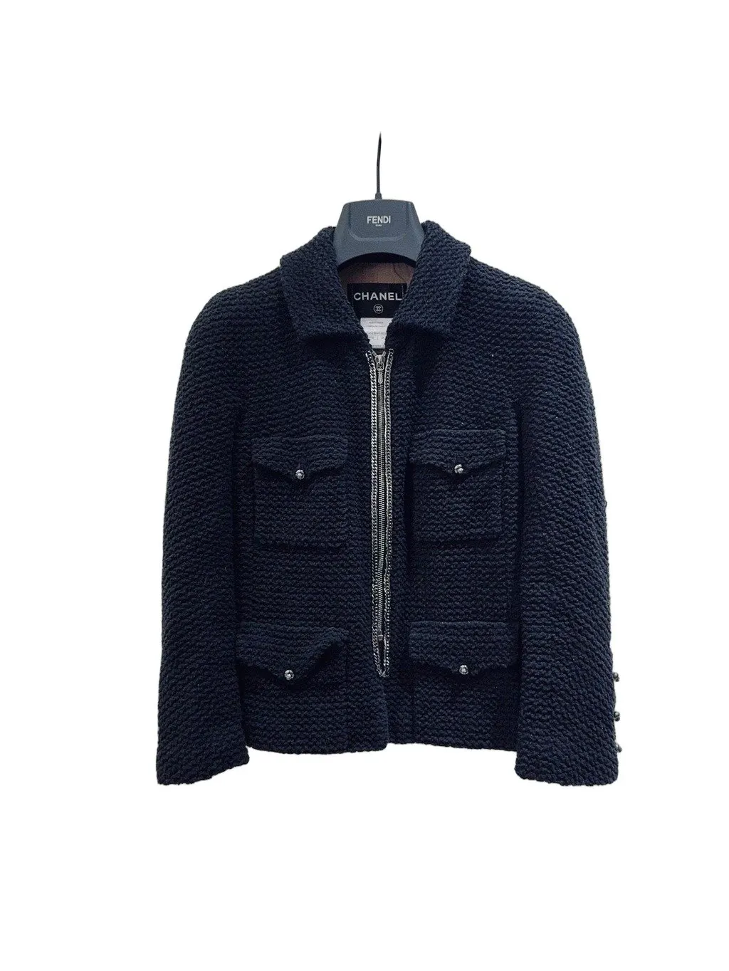 Chanel Black Tweed Jacket Black Tweed Very good - Front View