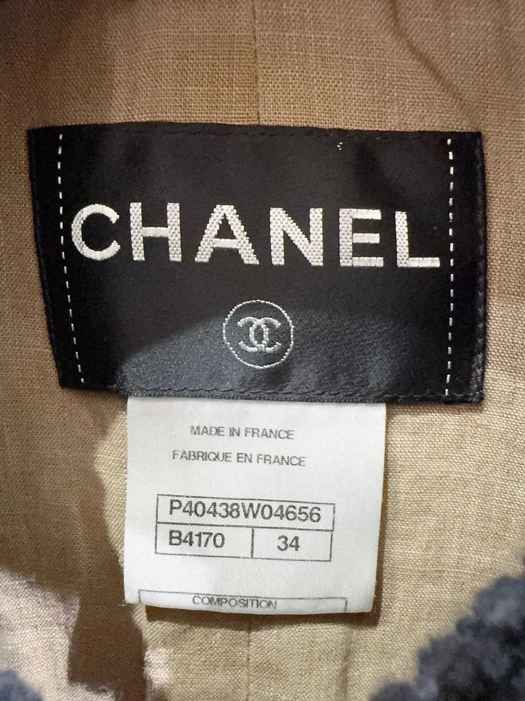 Chanel Black Tweed Jacket Black Tweed Very good - Inside View