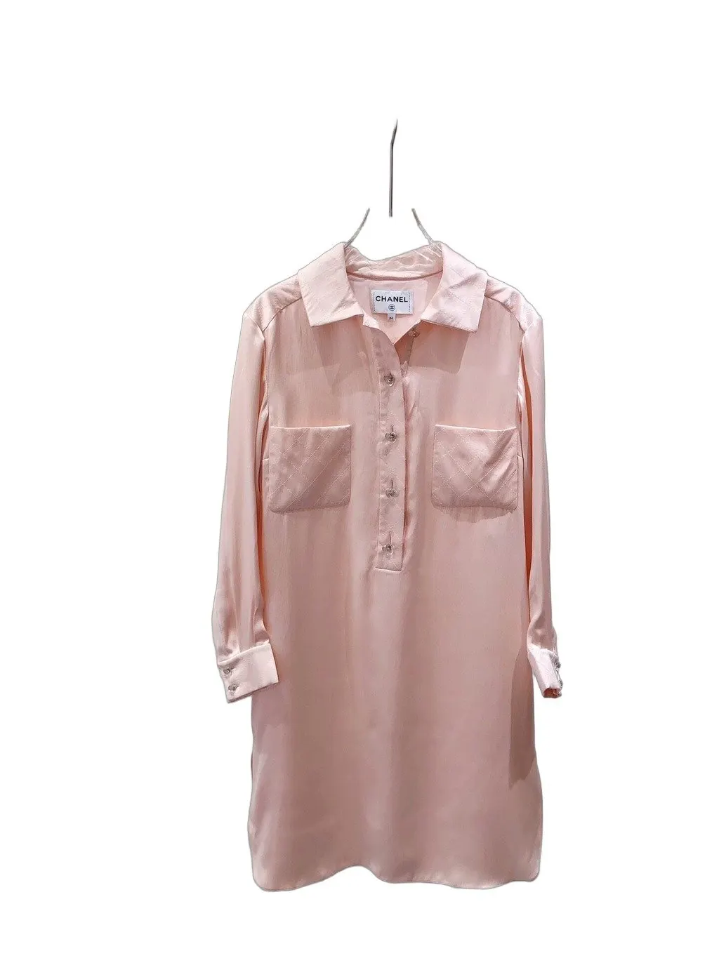 Chanel Pink Silk Dress Pink Silk Very good - Front View