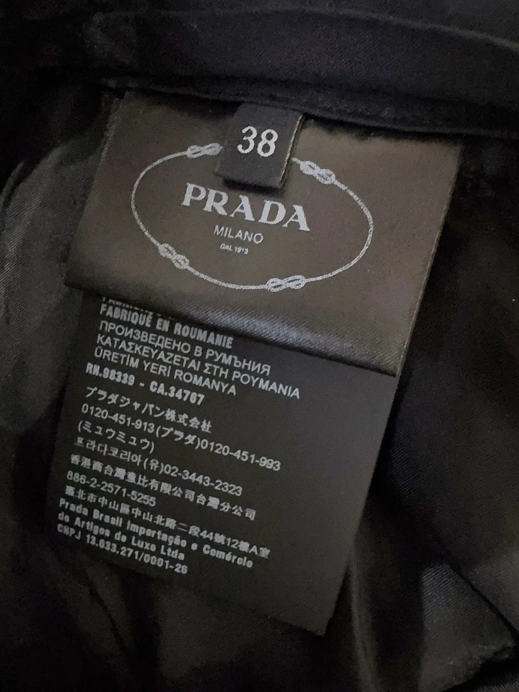 Prada Black Cotton Trousers Black Cotton Never worn, with tag - Box View