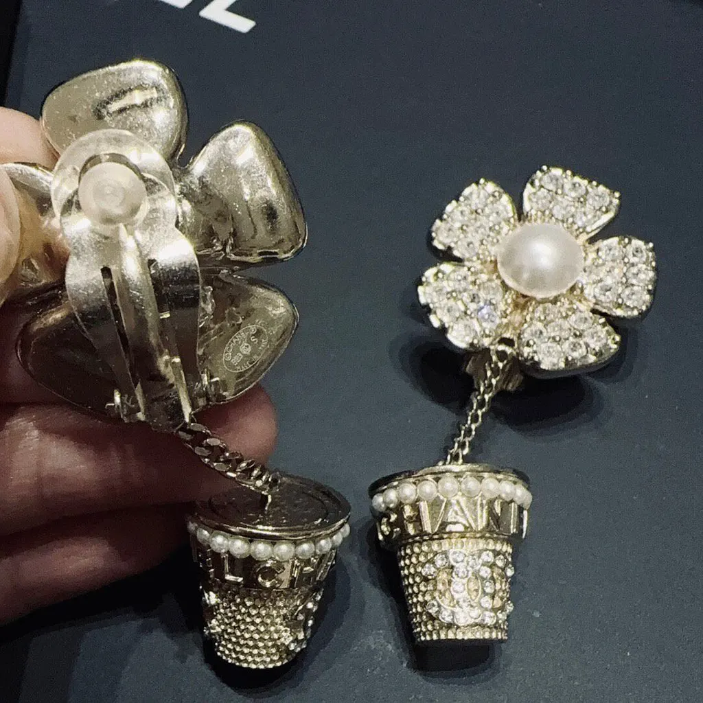 Chanel Crystal Earrings MultiColor Crystal Never worn - Inside View
