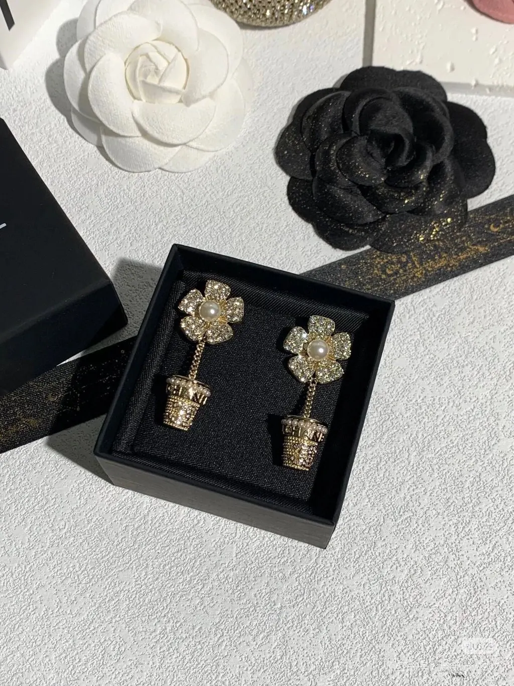 Chanel Crystal Earrings MultiColor Crystal Never worn - Model View