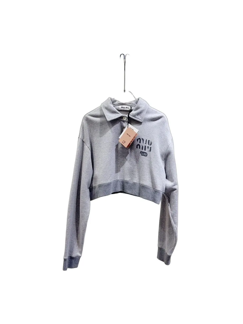Miu Miu Grey Cotton Knitwear Grey Cotton Never worn, with tag - Front View