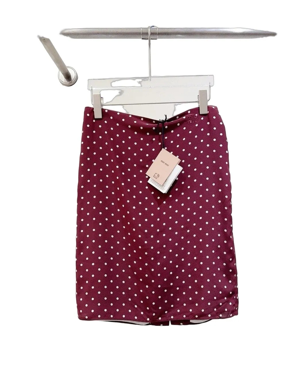 Miu Miu Burgundy Silk Skirt Burgundy Silk Never worn, with tag - Front View