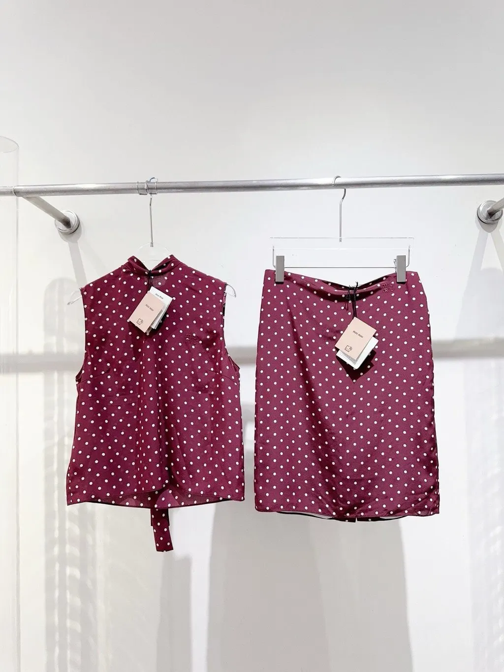 Miu Miu Burgundy Silk Skirt Burgundy Silk Never worn, with tag - Back View