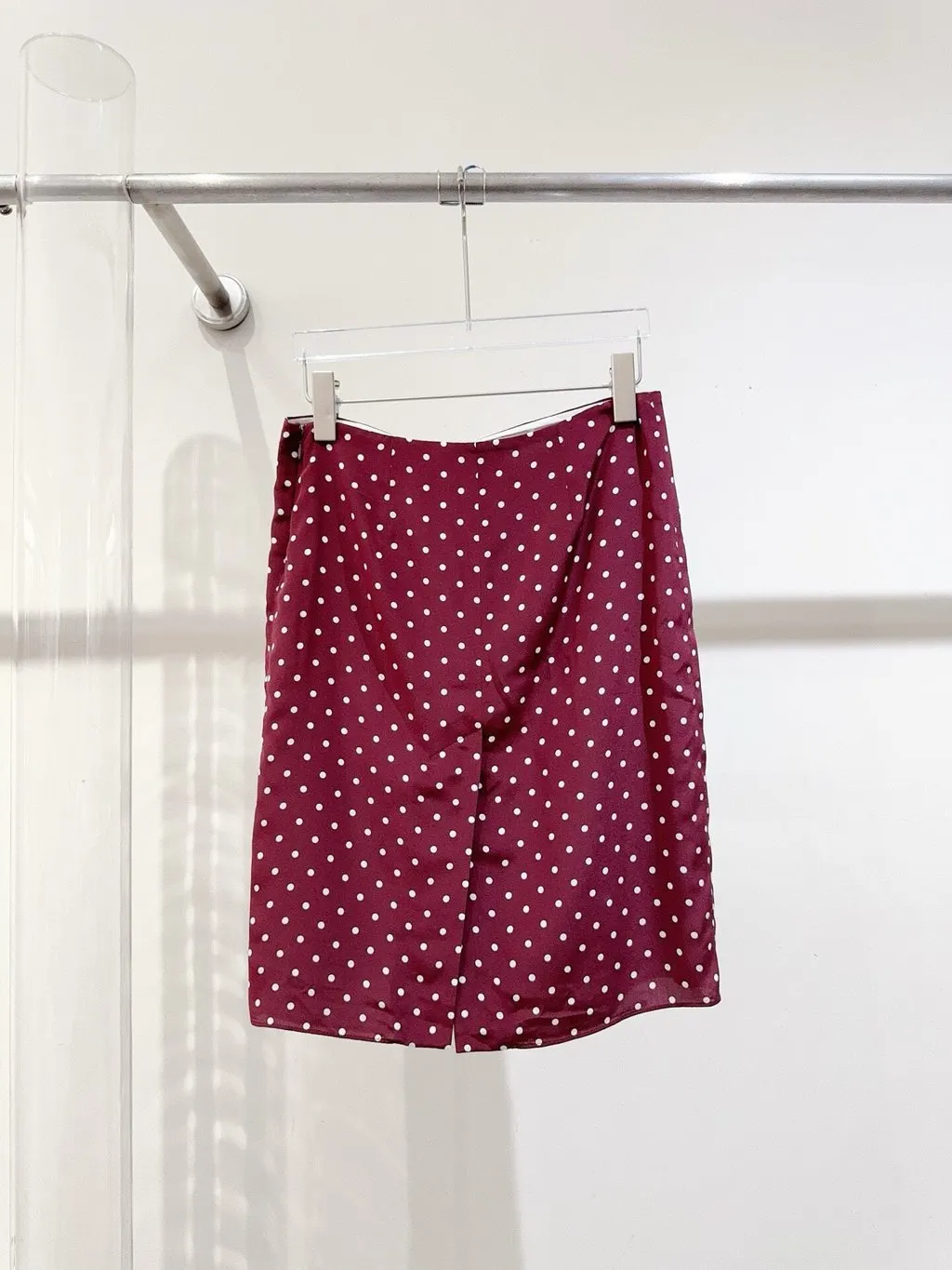 Miu Miu Burgundy Silk Skirt Burgundy Silk Never worn, with tag - Model View