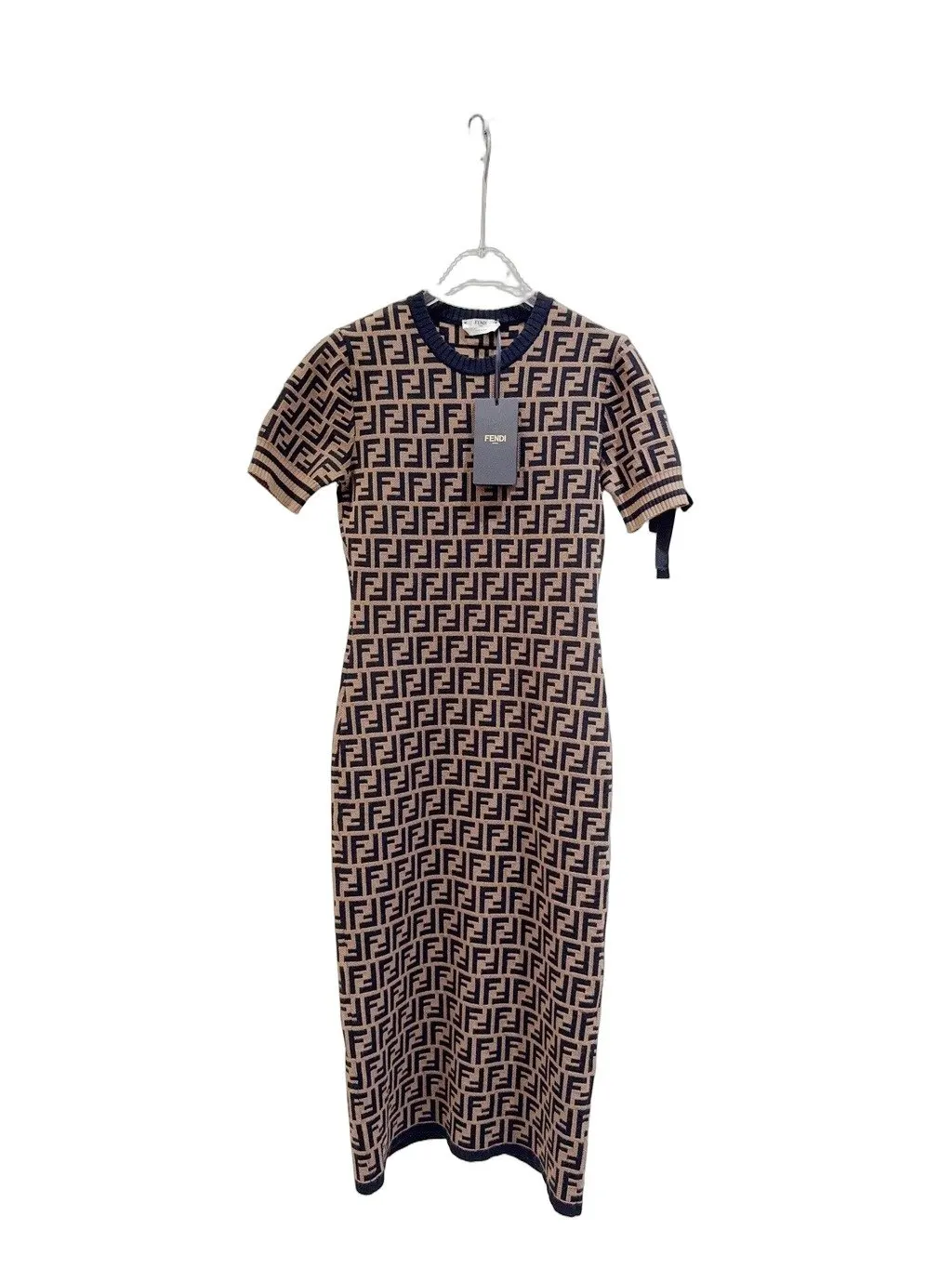 Fendi Brown Wool Dress Brown Wool Never worn, with tag - Front View