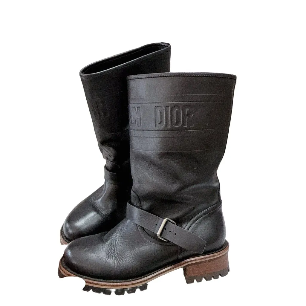 Dior Black Leather Boots Black Leather Very good - Front View