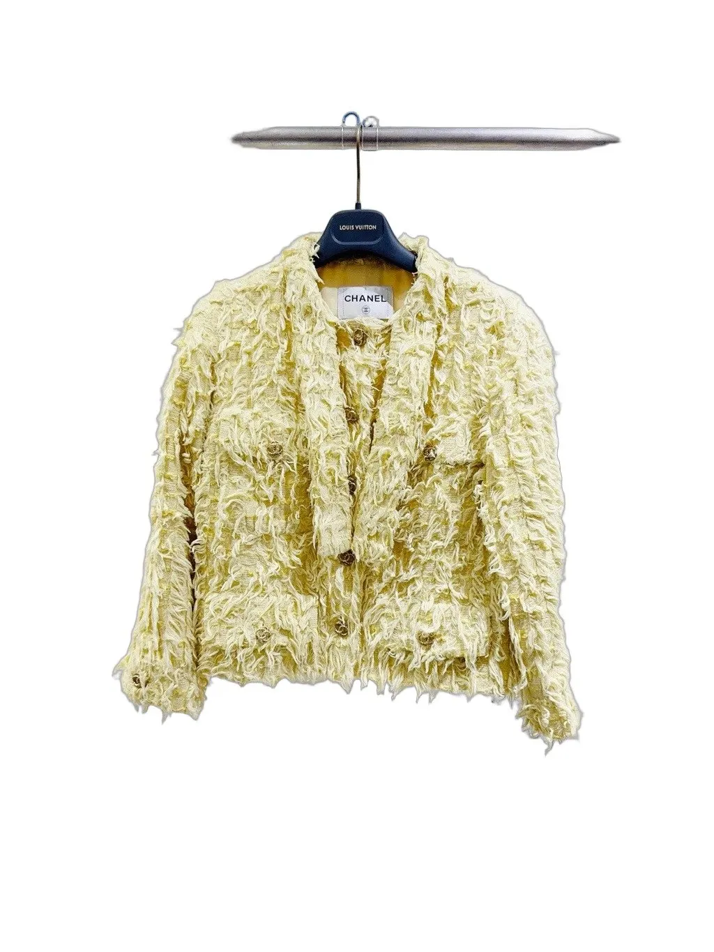 Chanel Yellow Tweed Jacket Yellow Tweed Very good - Front View