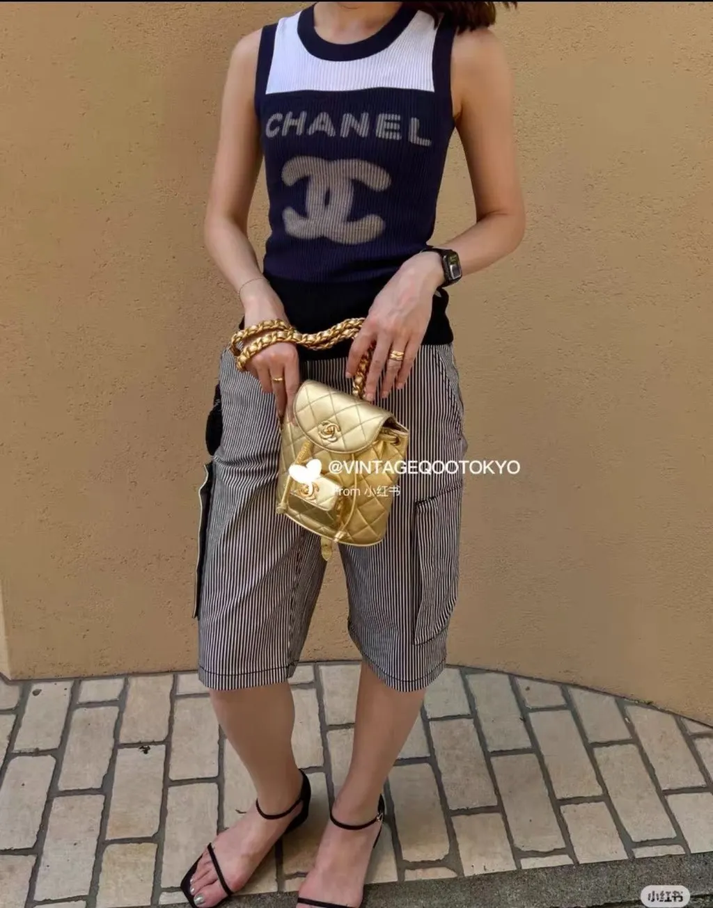 Chanel Navy Cotton Top Navy Cotton Very good - Box View