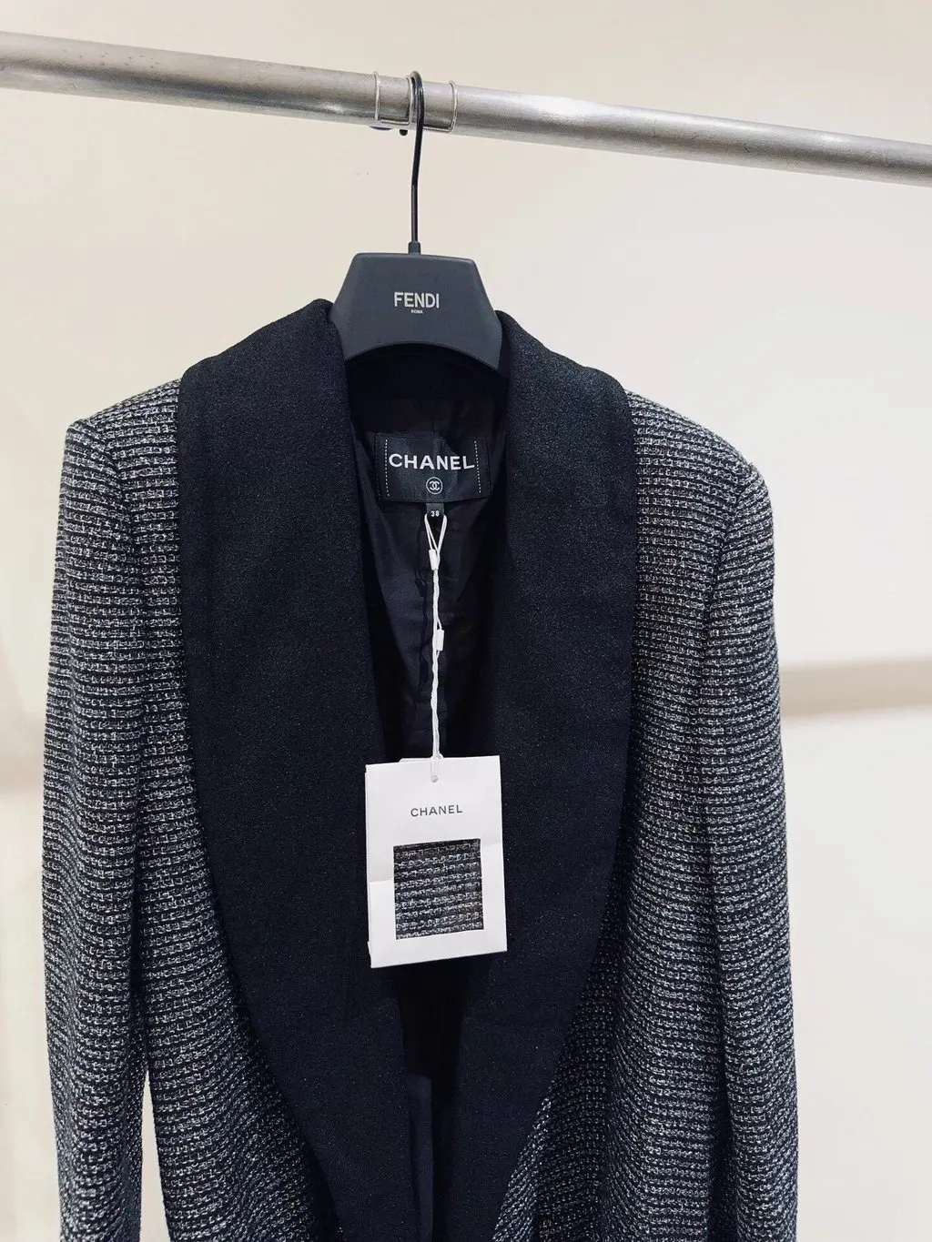Chanel 24C Black Wool Coat Black Wool Never worn, with tag - Back View