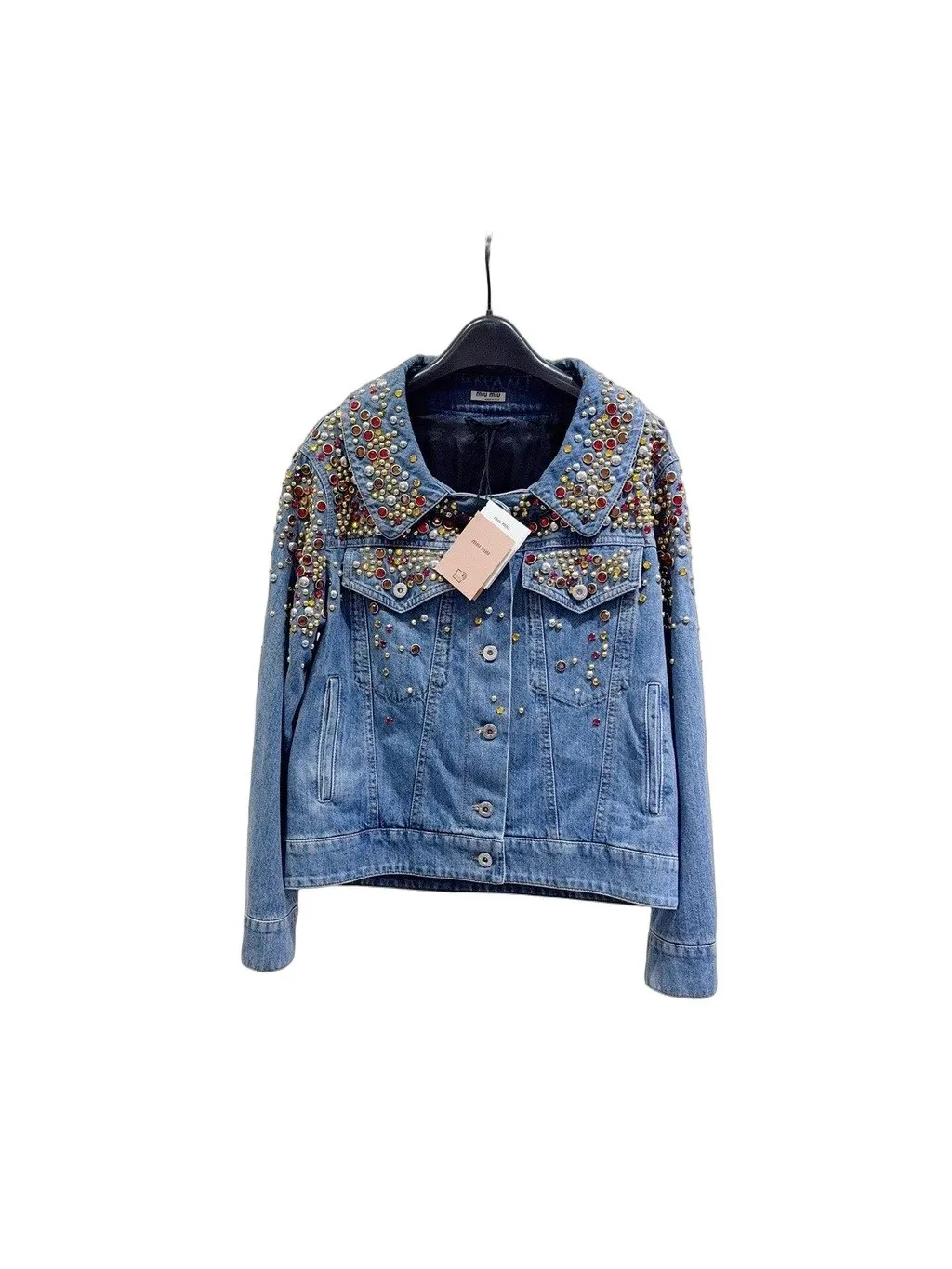Miu Miu Blue Denim Jacket Blue Denim Never worn, with tag - Front View