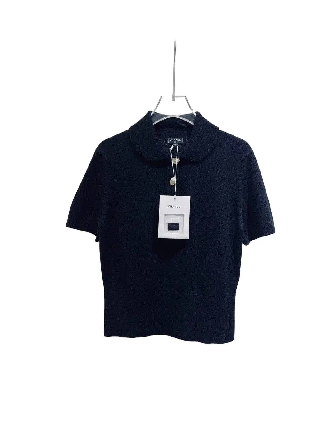 Chanel Navy Cashmere Top Navy Cashmere Never worn, with tag - Front View