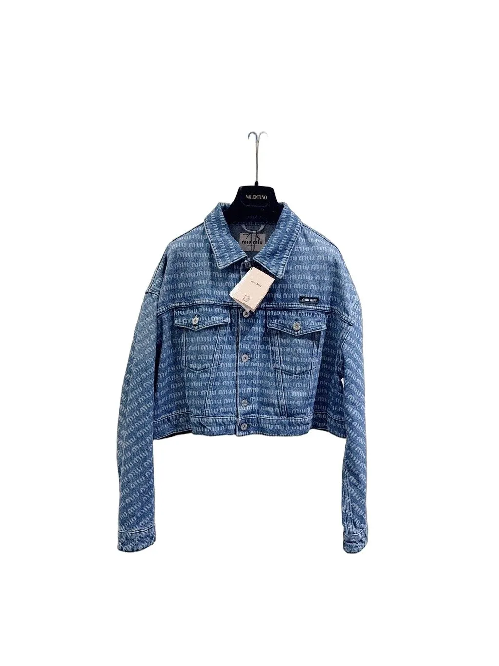 Miu Miu Blue Denim Jacket Blue Denim Never worn - Front View