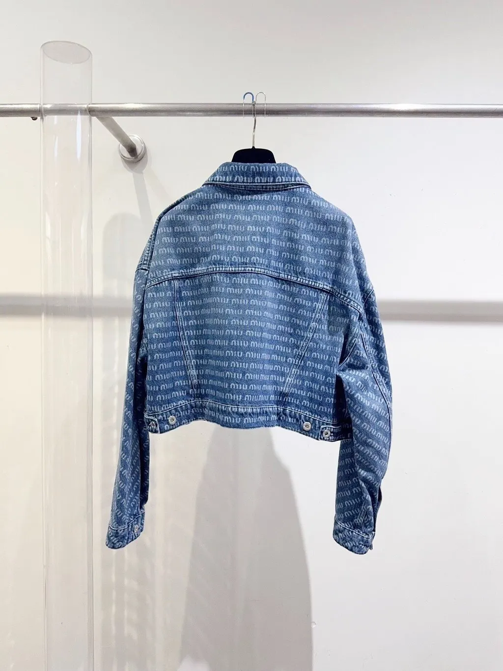 Miu Miu Blue Denim Jacket Blue Denim Never worn - Model View