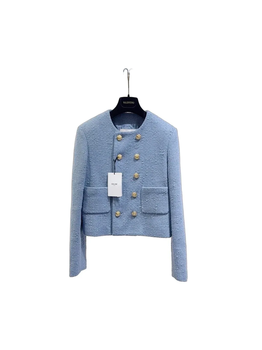Celine Blue Tweed Jacket Blue Tweed Never worn - Front View