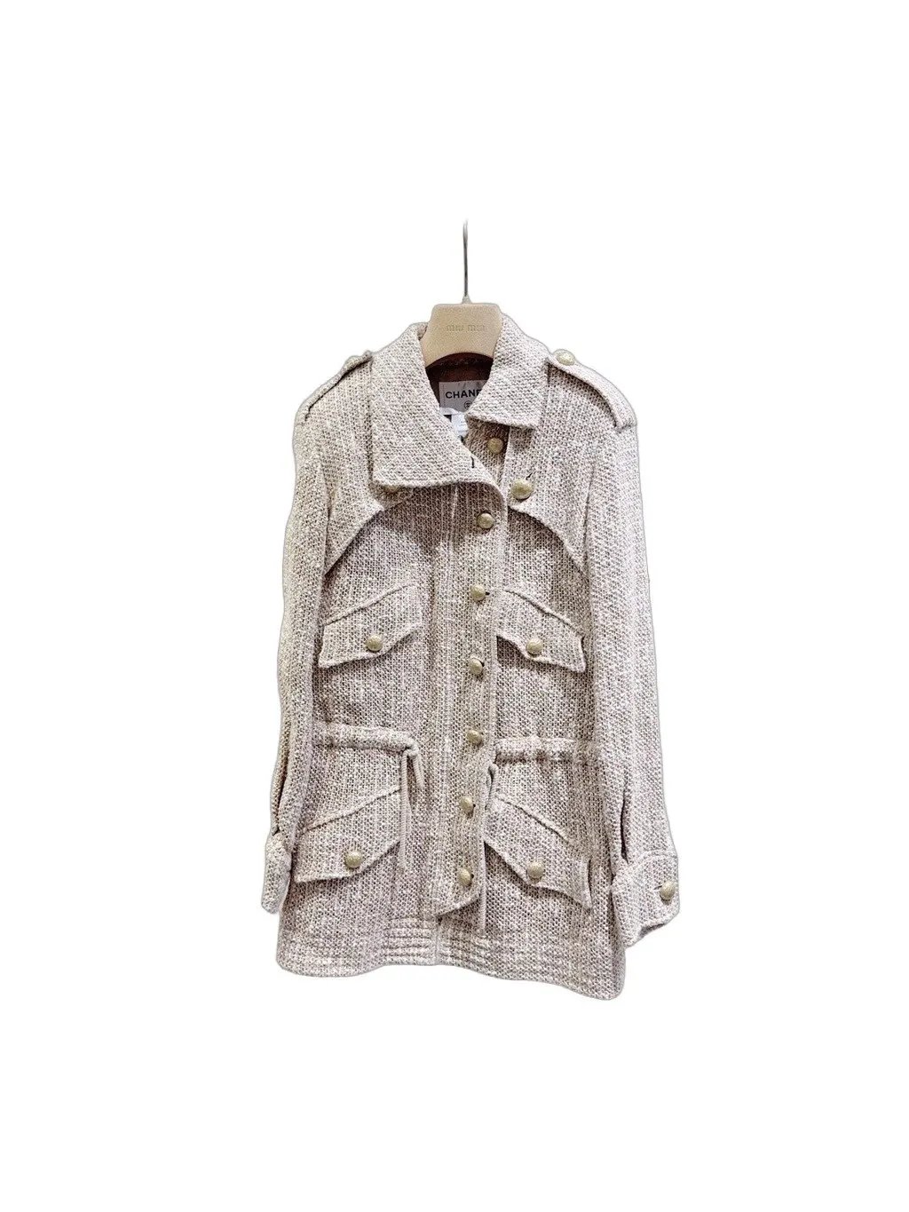 Chanel Beige Wool Jacket Beige Wool Very good - Front View