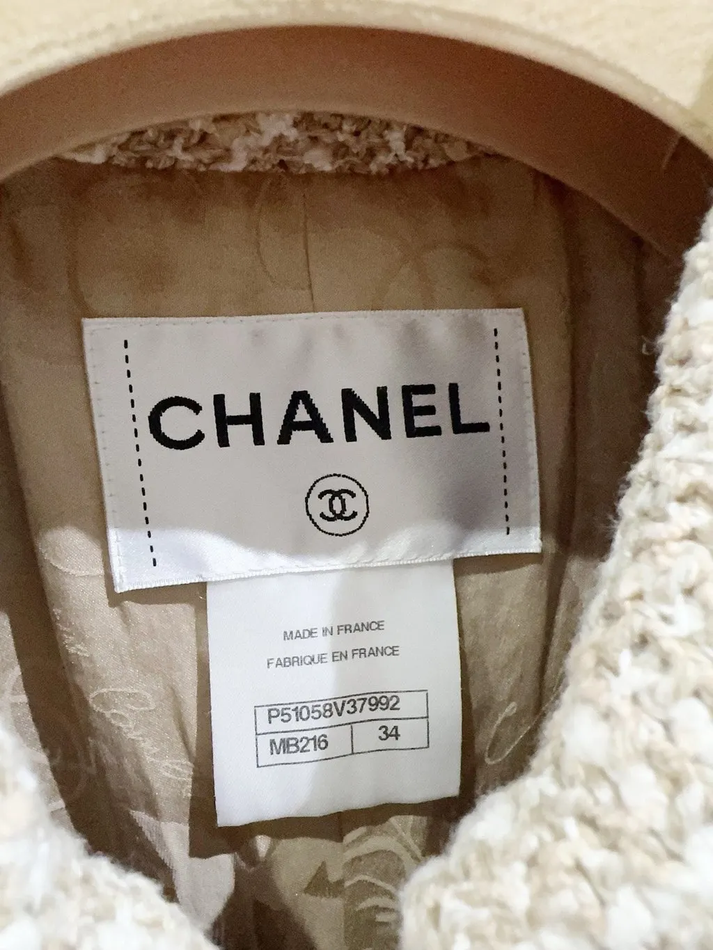 Chanel Beige Wool Jacket Beige Wool Very good - Back View