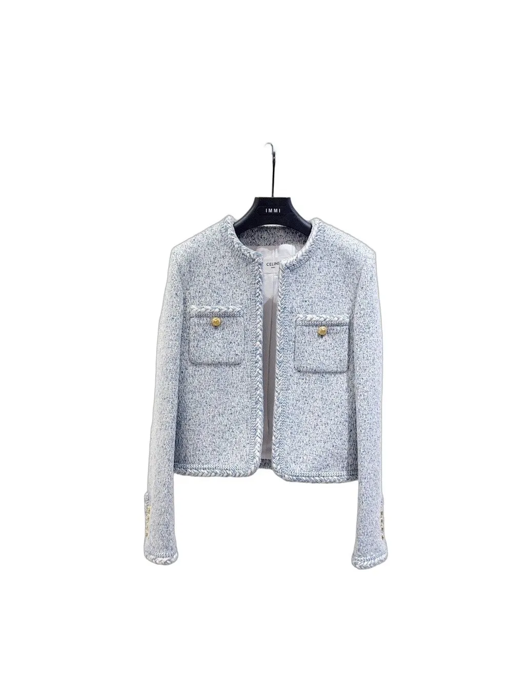 Celine Blue Tweed Jacket Blue Tweed Never worn, with tag - Front View