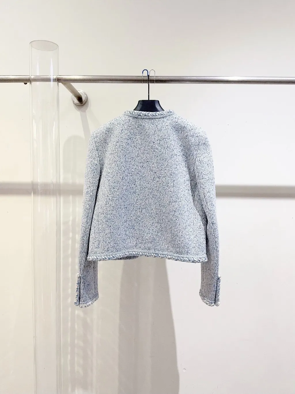 Celine Blue Tweed Jacket Blue Tweed Never worn, with tag - Model View