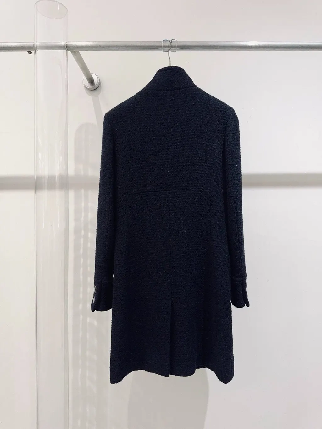 Chanel Black Tweed Coat Black Tweed Very good - Back View