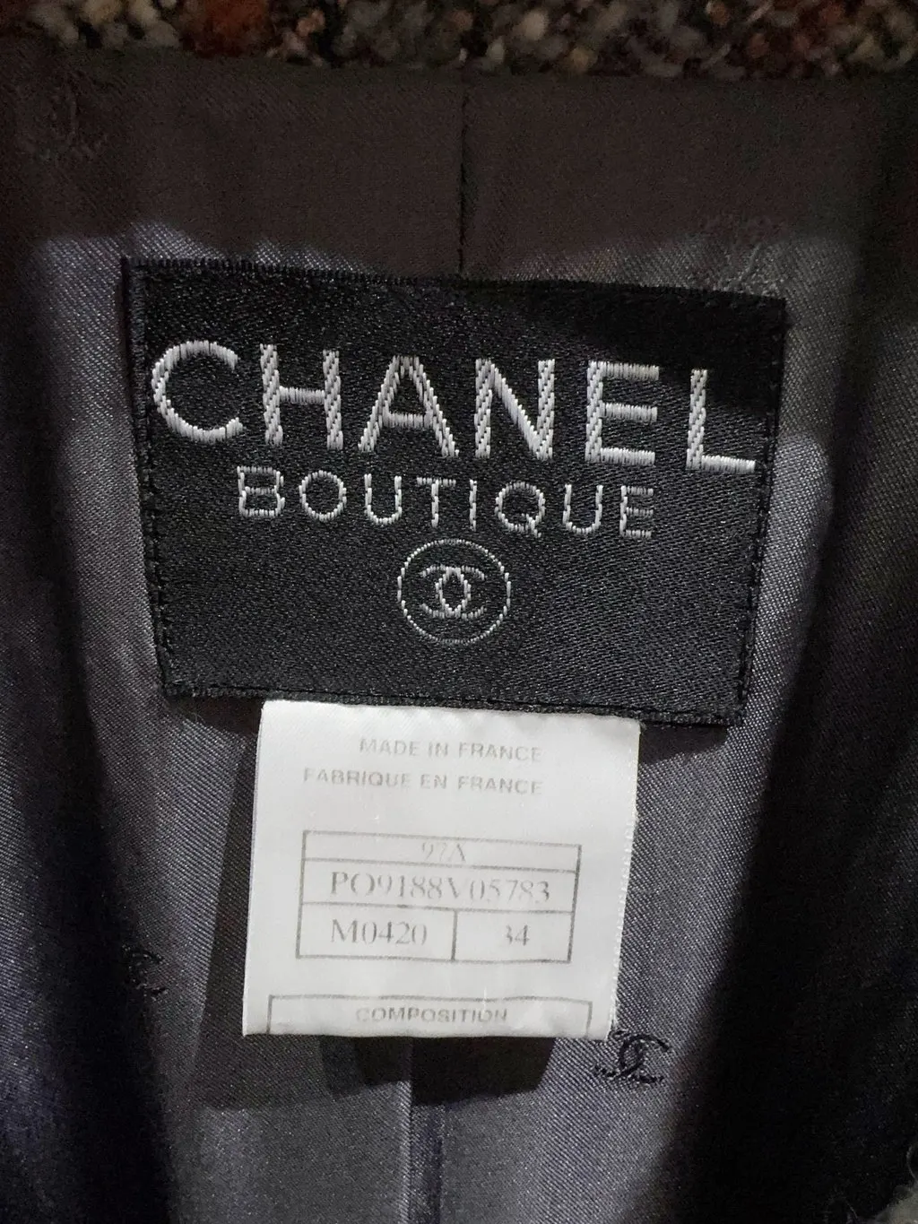 Chanel Tweed Coat MultiColor Tweed Very good - Inside View