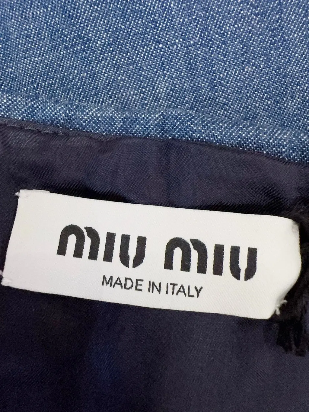 Miu Miu Blue Denim Skirt Blue Denim Never worn - Model View