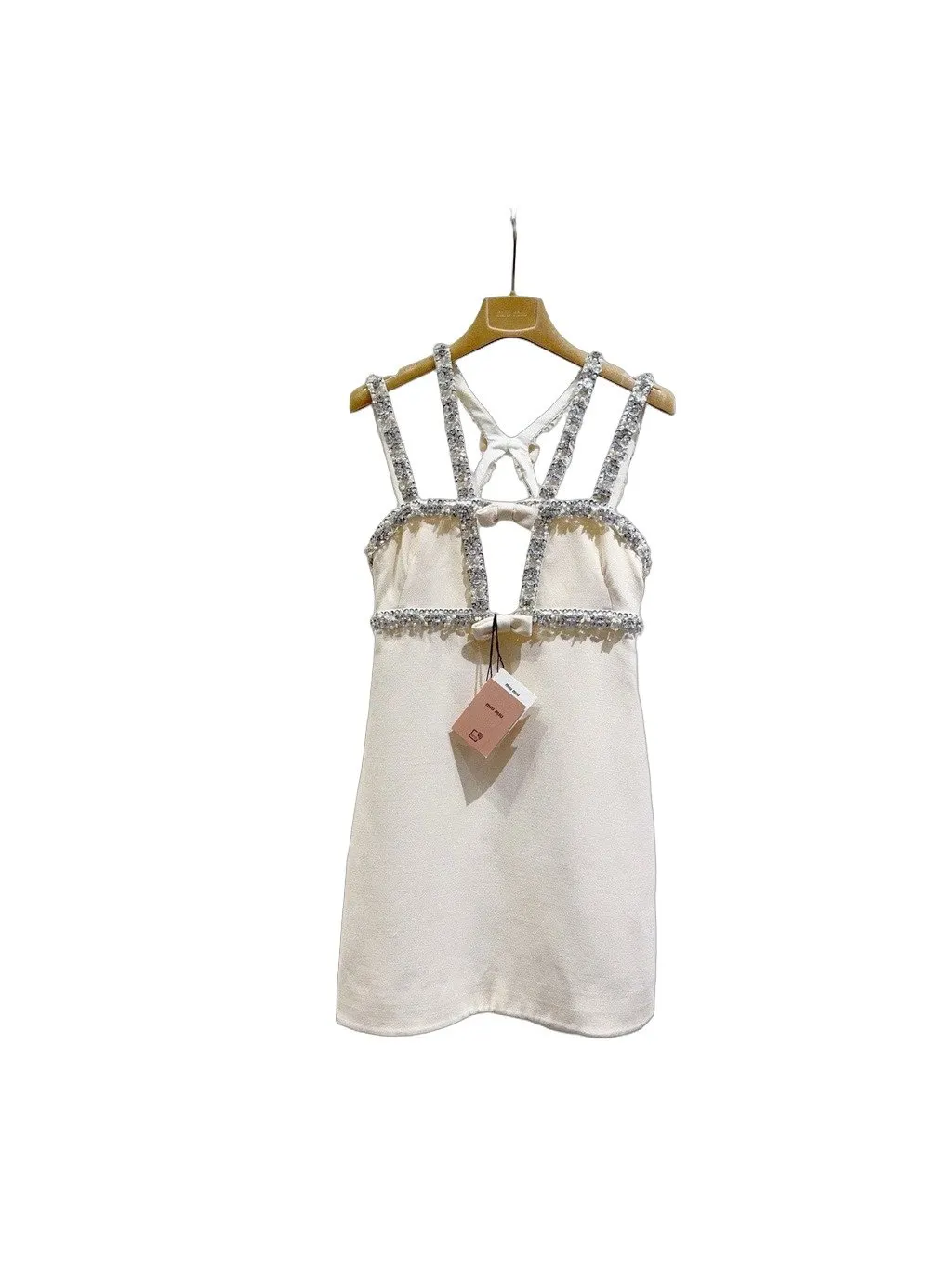 Miu Miu White Embellished Dress White Never worn - Front View
