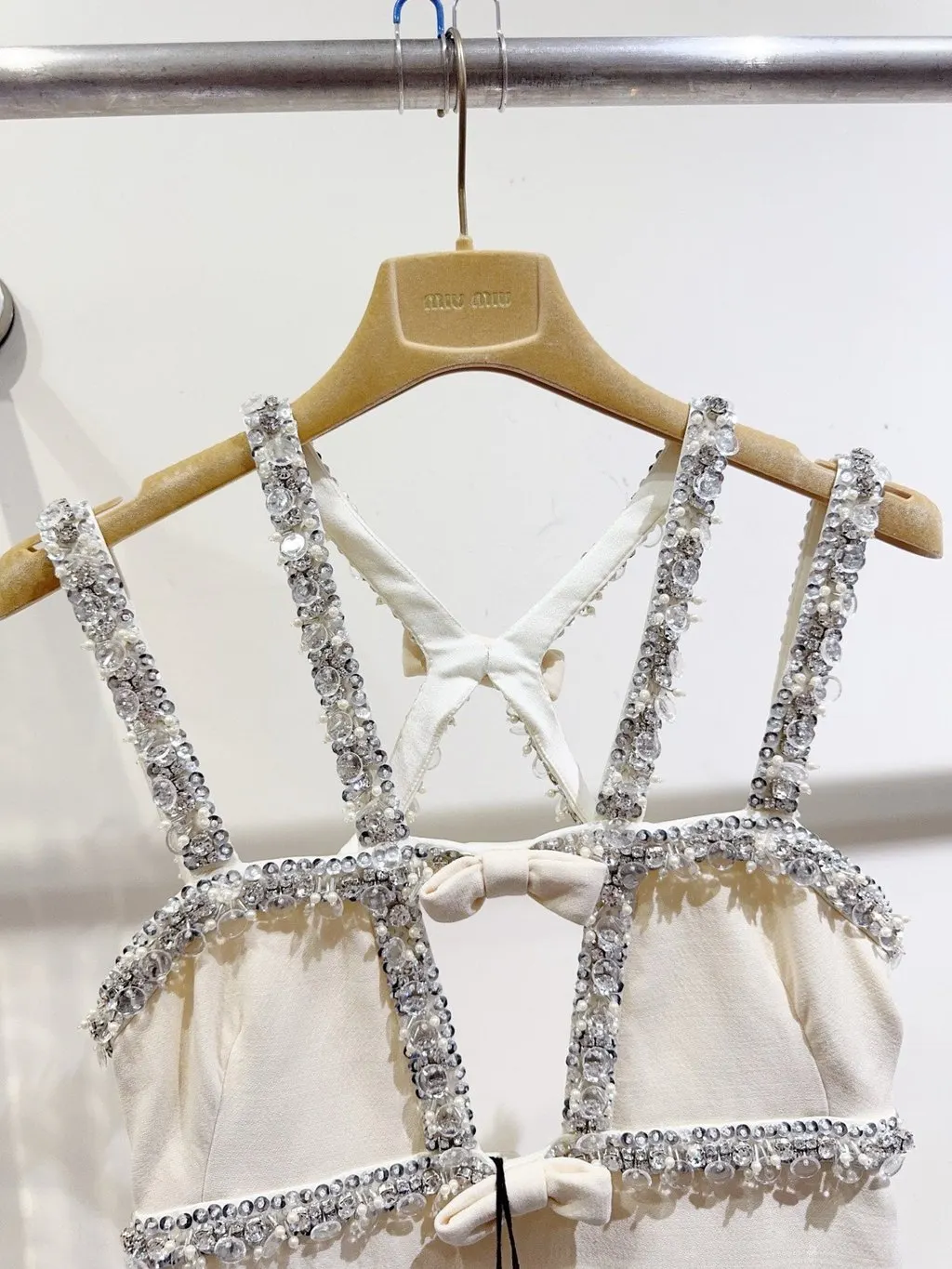 Miu Miu White Embellished Dress White Never worn - Back View