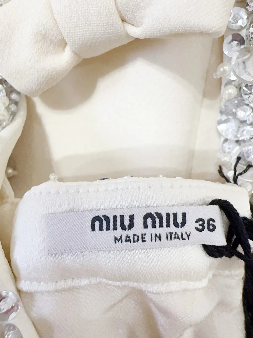 Miu Miu White Embellished Dress White Never worn - Model View