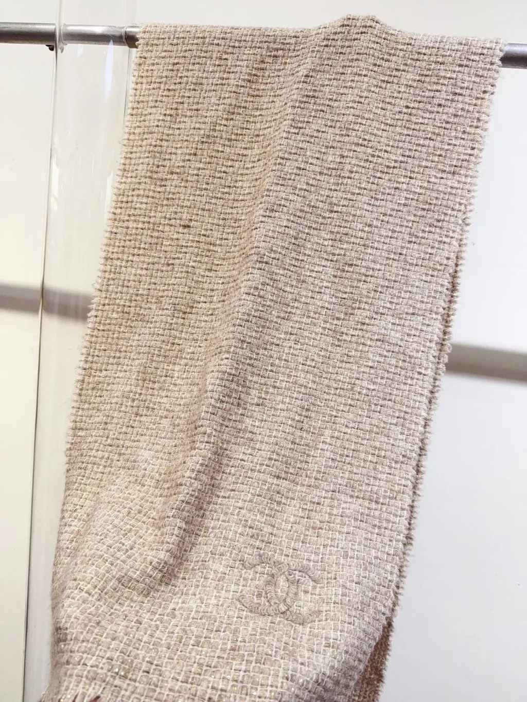 Chanel Beige Silk Scarf Beige Silk Very good - Back View