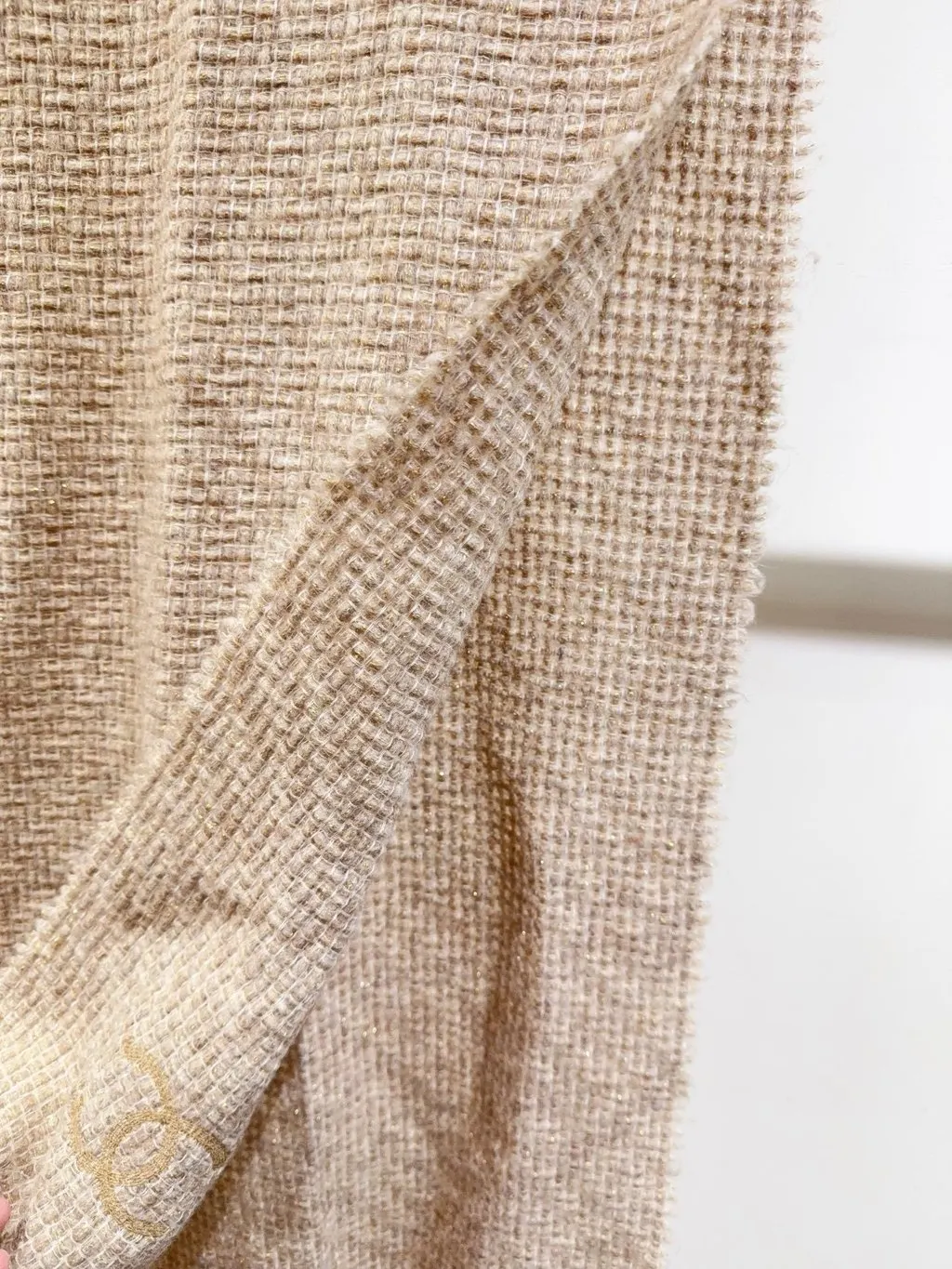 Chanel Beige Silk Scarf Beige Silk Very good - Model View