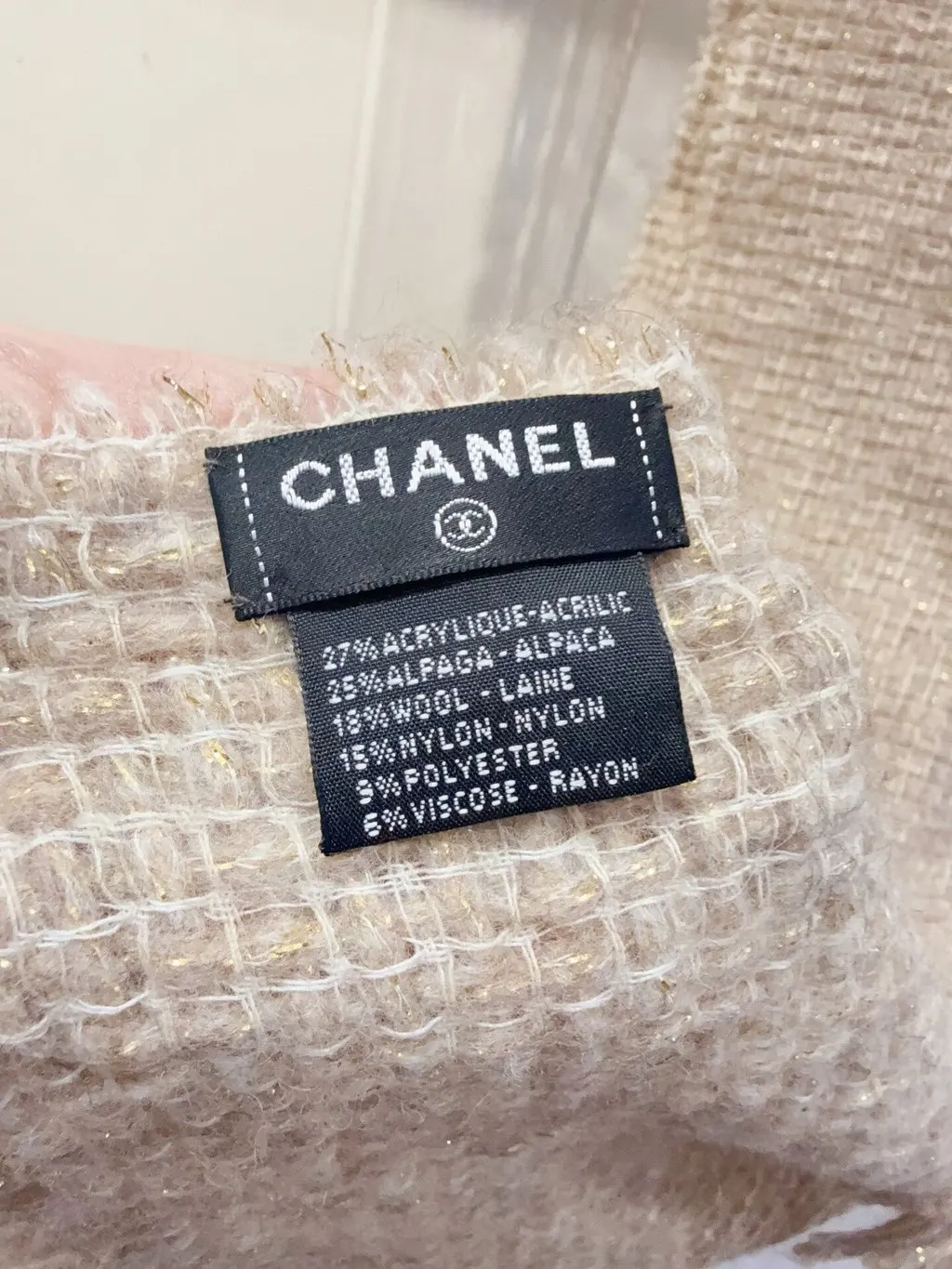 Chanel Beige Silk Scarf Beige Silk Very good - Box View