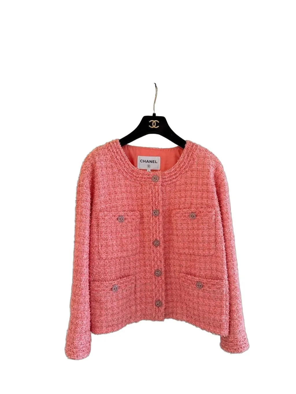 Chanel Pink Tweed Jacket Pink Tweed Very good - Front View