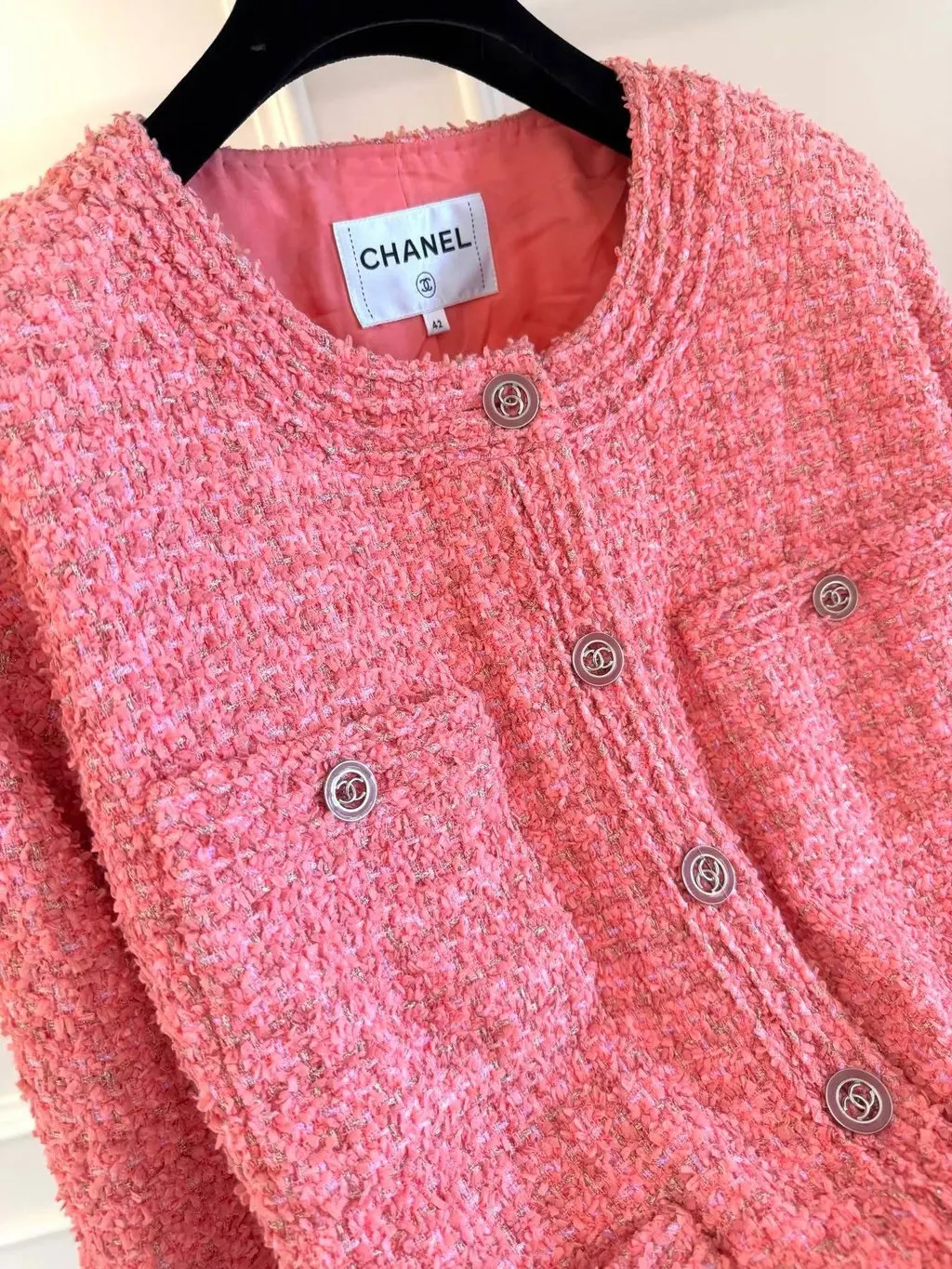 Chanel Pink Tweed Jacket Pink Tweed Very good - Inside View