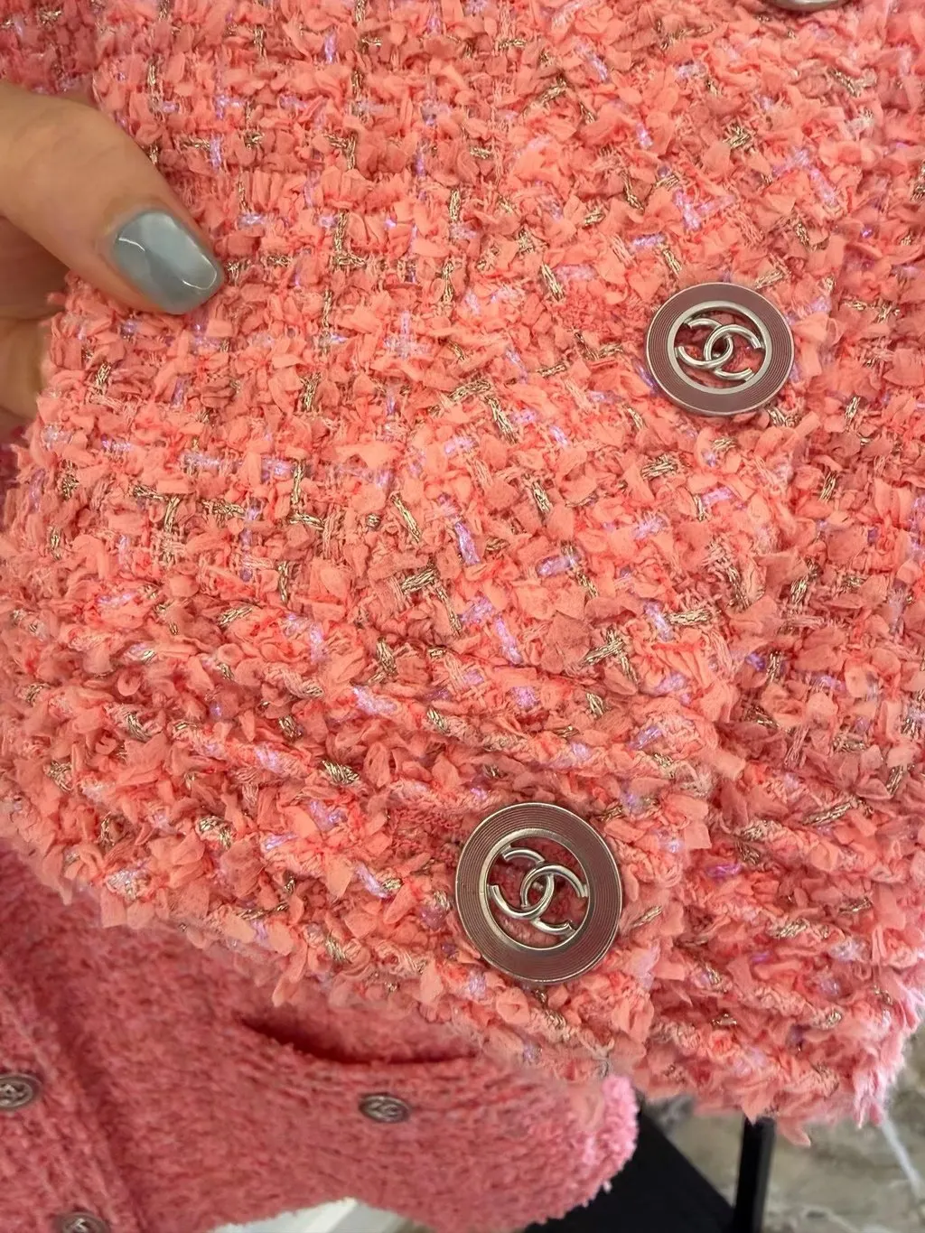 Chanel Pink Tweed Jacket Pink Tweed Very good - Model View