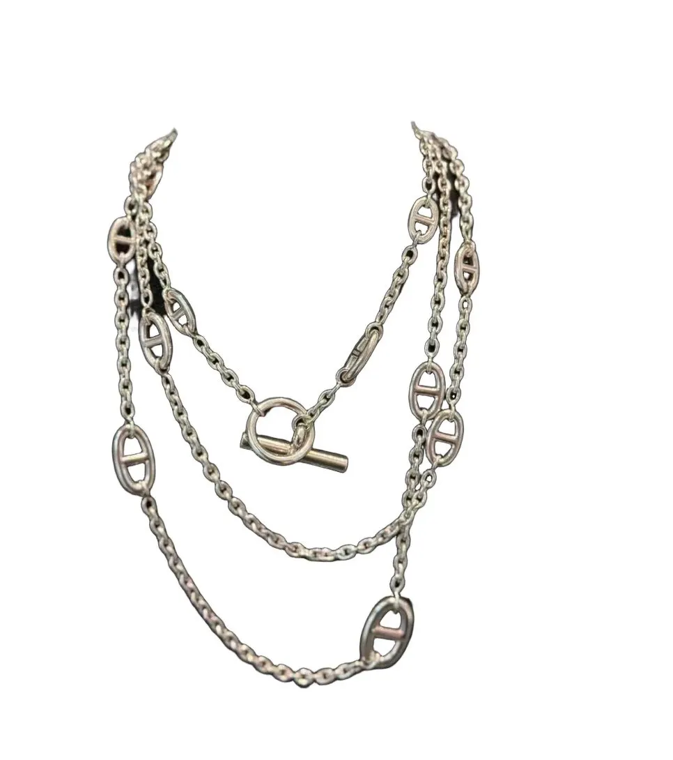 Hermes Sautoir Farandole Silver Necklace MultiColor Silver Very good - Front View