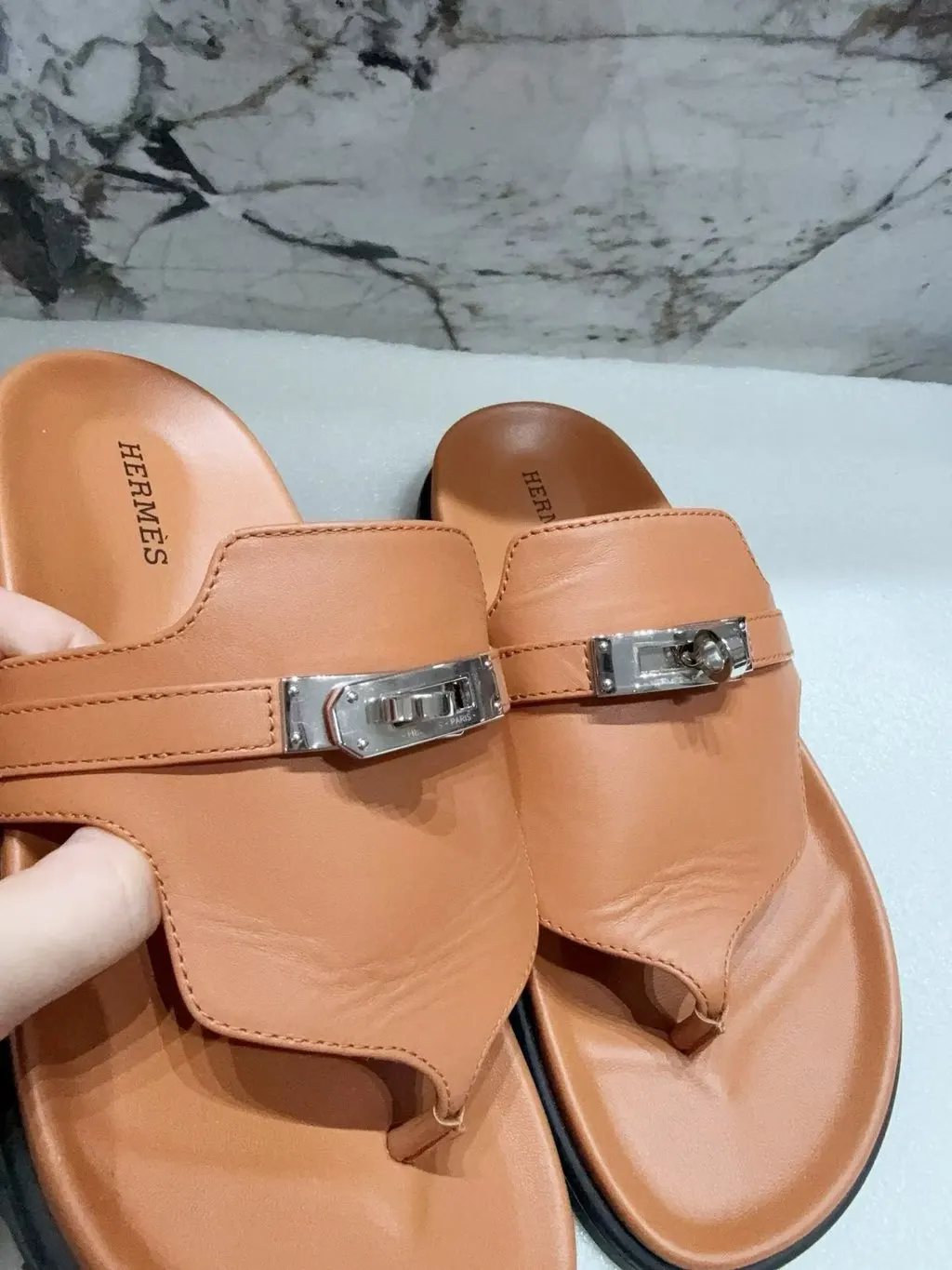 Hermes Camel Leather Mules Camel Leather Very good - Back View