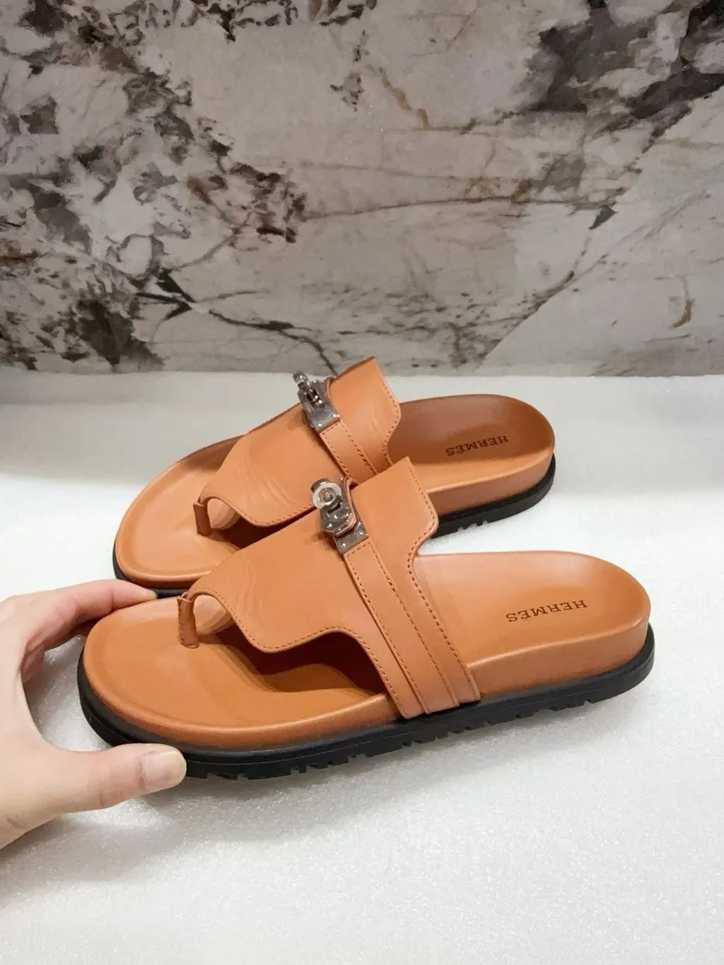Hermes Camel Leather Mules Camel Leather Very good - Inside View