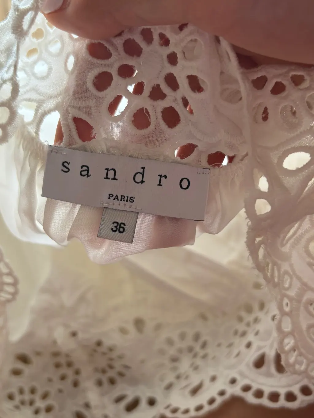 Sandro White Cotton Top White Cotton Very good - Inside View