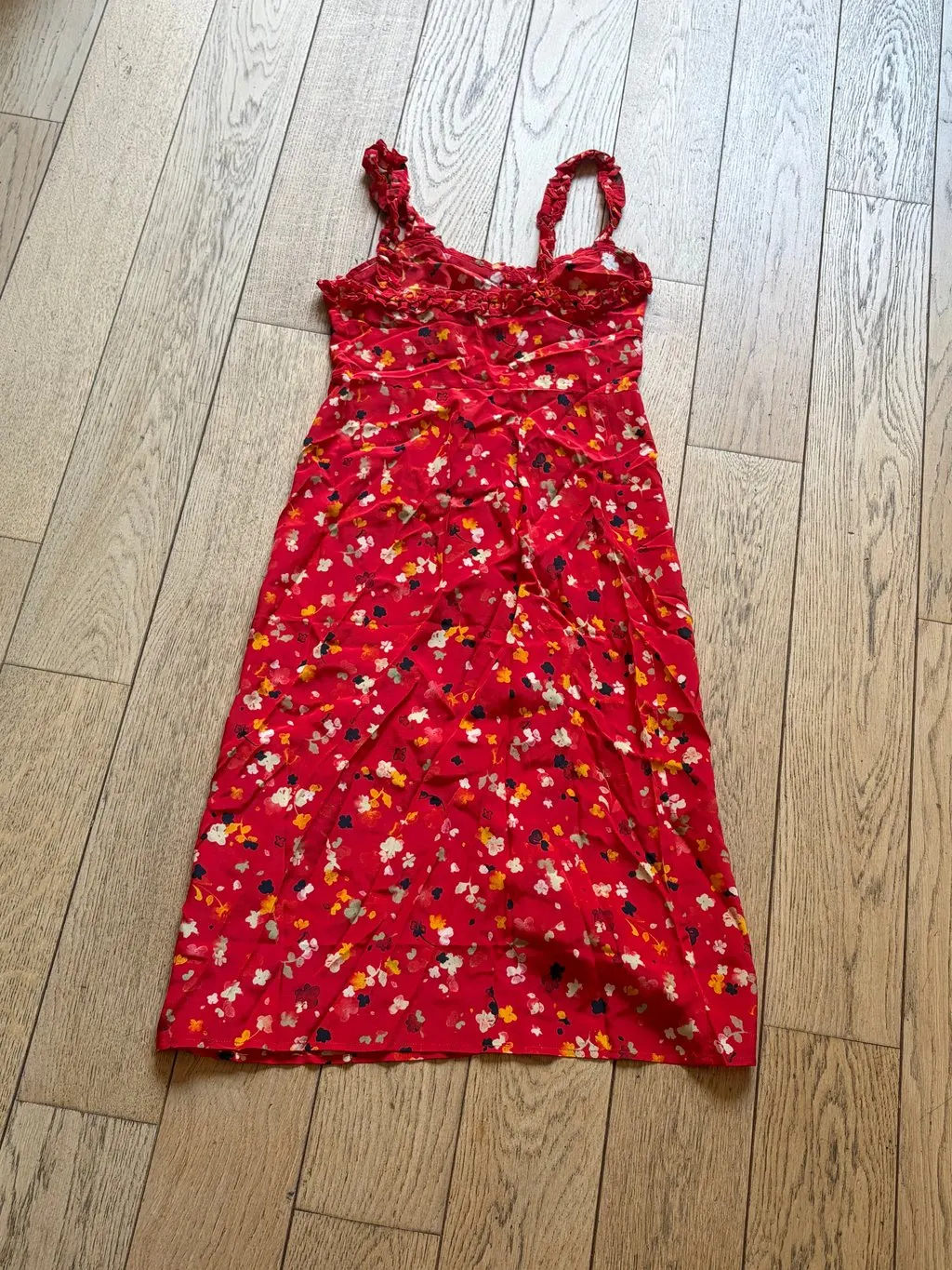 Unsigned Red Silk Dress Red Silk Very good - Back View