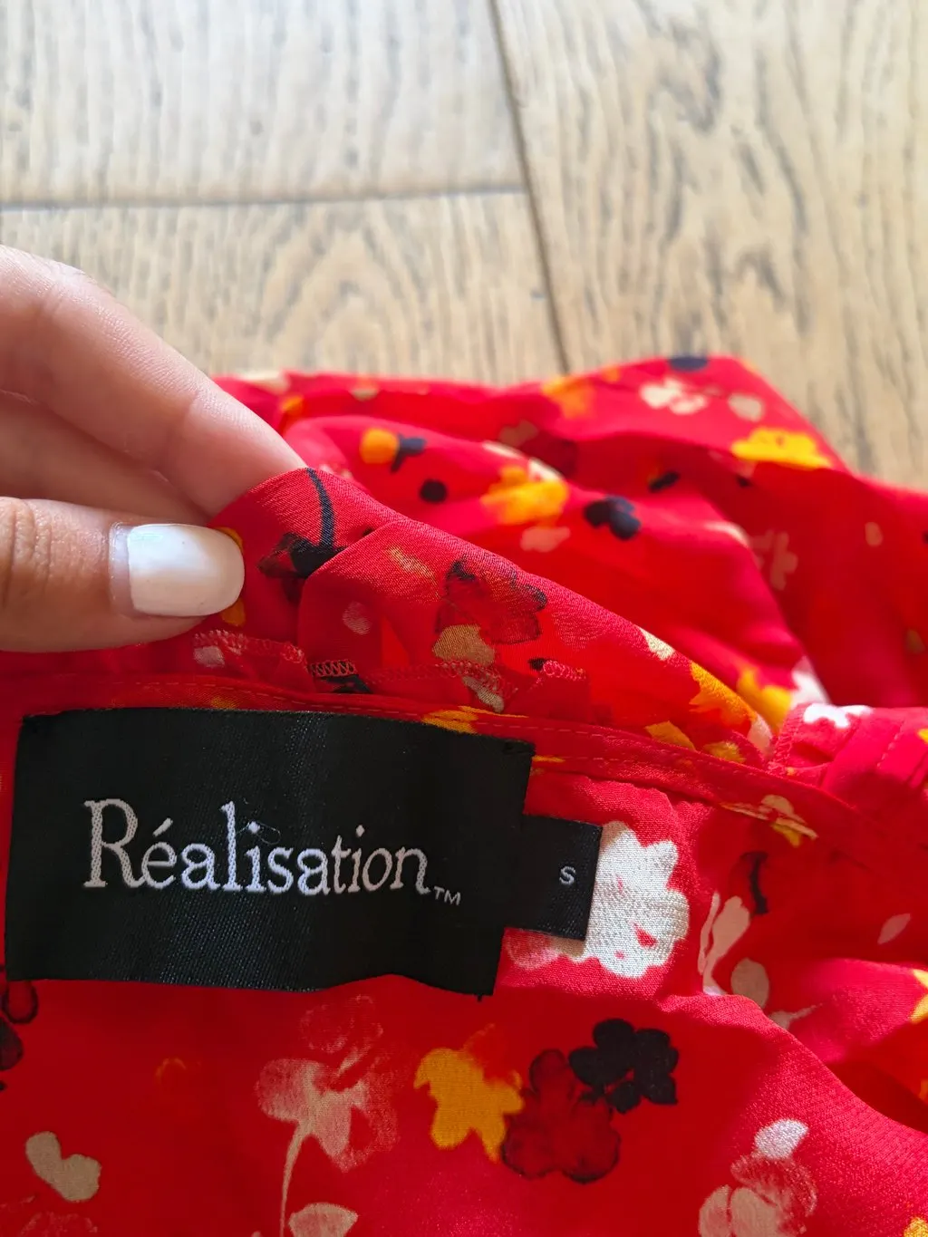 Unsigned Red Silk Dress Red Silk Very good - Inside View